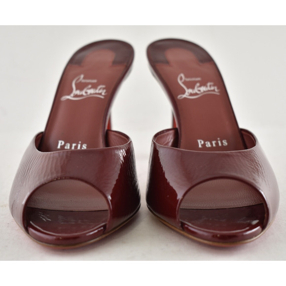 Christian Louboutin Me Dolly 85 Brownie Red Backless Sandal Mule Heel Pump 40 - Picture 8 of 13